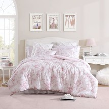 Laura Ashley- Queen Comforter Set, Reversible Cotton, Delphine Pink, Queen - $102.99