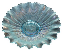 c.1910 Northwood Ice Blue Carnival Glass bowl in Nippon Pattern - $232.65