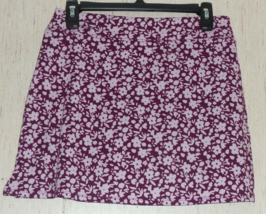 New Womens Tranquility Plum Purple W/ Pink Floral Pull On Knit Skort Size S - £20.20 GBP