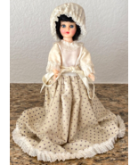 Vintage Doll w Black Hair, Traditional Dress, Bonnet, Shoes-Open &amp; Close... - £11.18 GBP