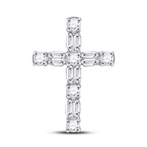 14kt White Gold Womens Round Diamond Roman Cross Faith Pendant 1/4 Cttw - £200.48 GBP