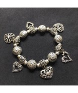 Charm Bracelet Hearts Avon Silver tone Stretch - £14.11 GBP