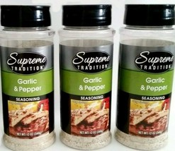LOT 3 x 12 oz Ea Supreme Tradition Garlic &amp; Pepper Seasoning SEALED PACKS - $19.79