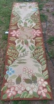 All Wool Early American Masterpiece  Runner Rug Flowers Whimsy Cottage - £330.09 GBP