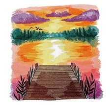 Custom and Unique Sunset Dreams on The Lake Embroidered Iron on/Sew Applique Pat - £38.64 GBP