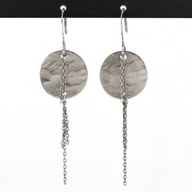 RARE Retired Silpada Oxidized Sterling Hammered Disc Chain Dangle Earrings W1917 - £45.14 GBP