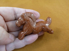 (Y-HOR-RU-708) orange Goldstone HORSE GEMSTONE carving figurine I love H... - $17.53