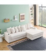 111.4&quot; Beige Corduroy Sofa: Cup Holders, Storage, Reversible Chaise - $14,725.41 MXN