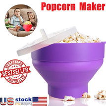 Microwave Silicone Popcorn Popper Maker Collapsible Bowl Hot Air Dishwasher Safe - £19.33 GBP