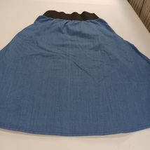 Elastic Waist Women's Blue/Black Pull-On Skirt Pockets Waist 31" image 2