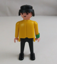 1974 Geobra Playmobile Man Wearing Yellow Shirt &amp; Black Pants 2.75&quot; Figure - $7.75