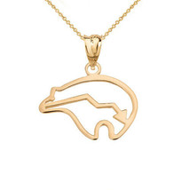  10K Solid Gold Zuni Bear Heart Line Cutout Pendant Necklace Yellow, Rose, White - £138.93 GBP+