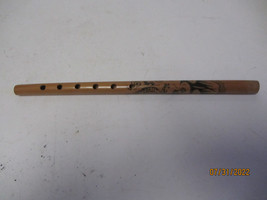 VINTAGE HAND CARVED WOOD 6 HOLE WHISTLE FLUTE MADE IN JAPAN DRAGON DESIGN - £7.95 GBP