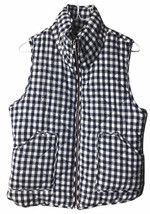 Peach Love Women&#39;s Size S Light Blue And White Gingham Plaid Insulated Vest - £12.71 GBP