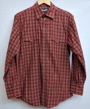 Wrangler Authentic Long Sleeve Western Shirt Size Medium Pearl Snap Red ... - $12.34
