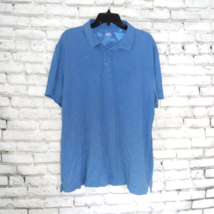 Izod Saltwater Polo Shirt Mens XL Blue Solid Relaxed Classics Short Sleeve Flaw - £14.05 GBP