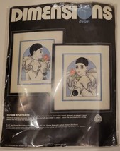 Dimensions Crewel Kit French Clown Portraits Vintage 1985 8x10 New Open Package - £19.02 GBP