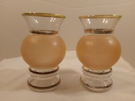 Set of 2 Vintage Bartlett Collins Peach Satin Frosted Glass Mini Bud Vases MCM - £14.24 GBP