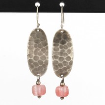 Vintage Silpada Hammered Matte Sterling Cherry Quartz Dangle Earrings W1187 - $49.99