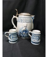 Rare 19th Century Whites Utica Root Beer Pitcher Stoneware Blue Stein &amp; ... - $299.99