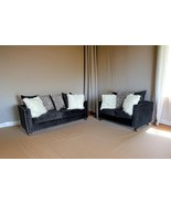 Follina Black 2-Piece Velvet Sofa &amp; Loveseat Set - $1,465.20