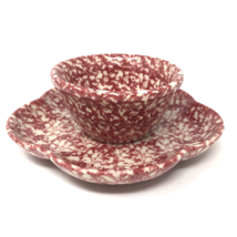 Gerald Henn Workshops Pottery Spongeware Cranberry Petal Bowl &amp; Mini Mix... - $45.00