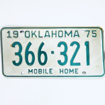 1975 United States Oklahoma Base Mobile Home License Plate 366-321 - $18.80