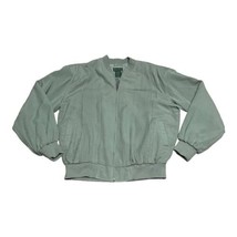 Scandia Woods SIlk Mens Green Bomber Jacket Large Full Zip Pleated Cotto... - £51.47 GBP