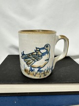 Louisville Stoneware Duck Bird  Cattails 4&quot; Coffee Mug Rare Vintage - £13.90 GBP