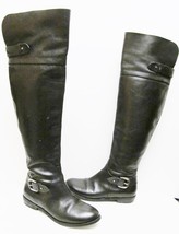 Guess Solar Boots Tall Leather Riding Pirate Over the Knee Buckle Black 6.5 M - $48.95