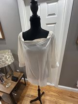 THEORY Elegant Off-Shoulder White Blouse with Buttoned Cuffs - $34.65