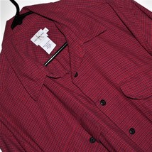 Calvin Klein J EAN S / Ck Men&#39;s Plaid Check Long Sleeve Shirt Red Cotton Size L - £13.44 GBP
