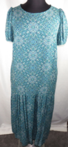 Terra And Sky Blue Floral Vine Print Short Sleeve Tiered Maxi Dress Plus 14W - £19.66 GBP