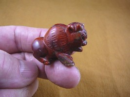 (Y-BUF-555) little Red jasper BUFFALO bison gemstone carving gem figurin... - $14.01