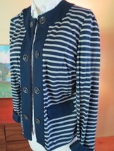 Chico&#39;s Womens  New Sailor Ponte Jacket Size 0 New w Tag WHite Blue Stri... - $43.56