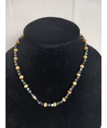 Silvertone Brown Beaded Choker Necklace 17&quot; - $252.48 MXN