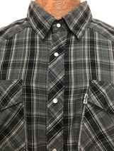 Levis XL Gray Plaid Snap-Front Cowboy Western Long-Sleeve Cotton Blend Shirt - £23.88 GBP