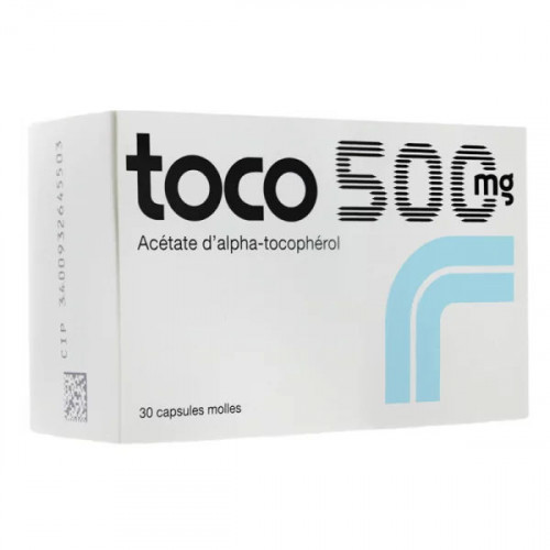 Toco - Alpha Tocopherol Acetate - Vitamin E 500 mg - 30 Soft Capsules