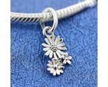 2020 Spring Release 925 Sterling Silver Daisy Flower Bouquet Dangle Charm  - £13.11 GBP