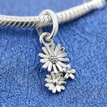 2020 Spring Release 925 Sterling Silver Daisy Flower Bouquet Dangle Charm  - £13.31 GBP