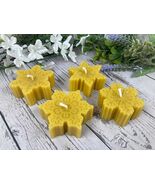Set of 4 Handmade Beeswax Snowflake Candles – Natural Holiday Decor - $10.00