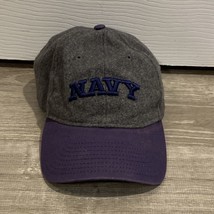 Vintage NAVY Midshipmen Collegiate Wool Adjustable Hat New Era Gray &amp; Purple - £20.83 GBP
