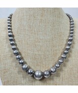 Vintage Casual Career Classy Statement Necklace Silver Gray Tone Balls 1... - $30.08 CAD