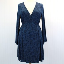Torrid Plus Size 1X Mini Jersey Skater Dress Blue Floral Flare Sleeves Bohemian - £26.88 GBP