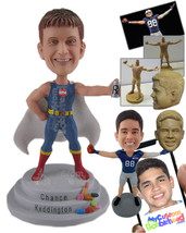 Personalized Bobblehead Boy In Superhero Costume With A Drink In His Hand - Supe - £72.72 GBP