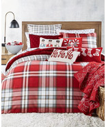 Martha Stewart Collection Holiday Flannel Red Plaid Twin Comforter - £155.58 GBP