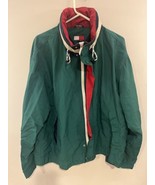 Tommy Hilfiger Spell Out Flag Patch Sailing Jacket Green Vintage 90&#39;s Si... - £54.33 GBP