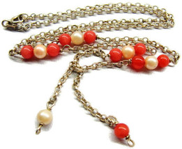 17&quot; Pink Beads Y Sterling Silver 925 Patina Italy Handmade 2mm Vintage Necklace - £31.63 GBP