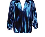 Men&#39;s Disco Shirt Theatrical Quality, Blue, Large - £54.98 GBP+