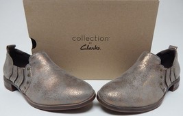 Clarks Trish Bell Sz 7 M EU 37.5 Women&#39;s Studded Slip-On Shoes Shooties Gunmetal - $37.61